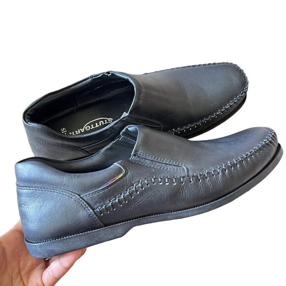 STUTTGART SI-121 Men Shoe Size 44 Black-Germany Brand -Genuine Leather